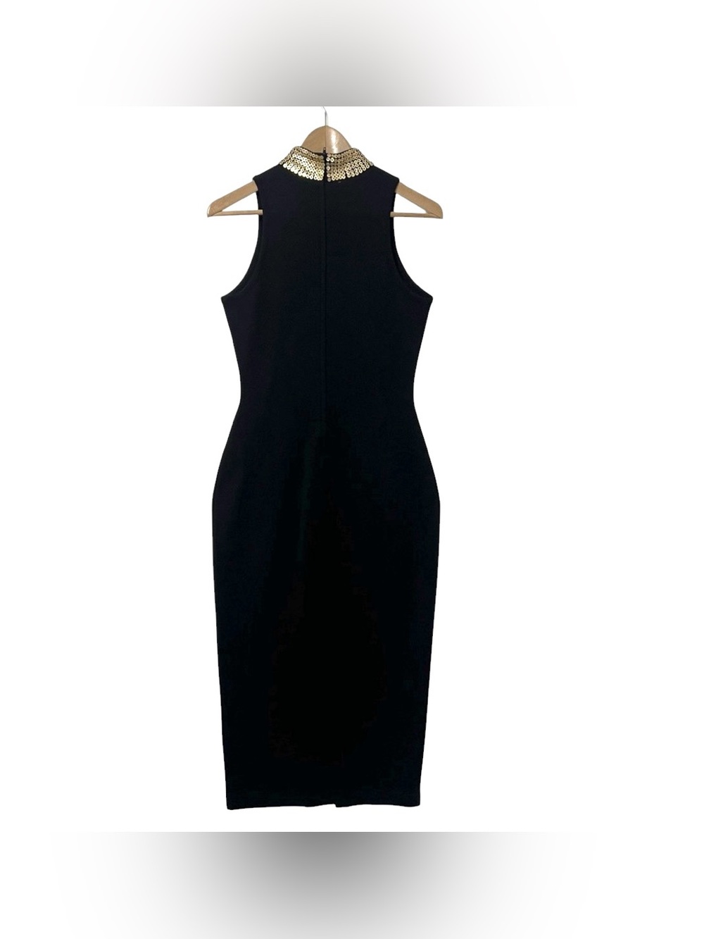 Bob Mackie Grecian Appliqué Sequin Leaf Choker Keyhole Cocktail Maxi Dres - Picture 5 of 13